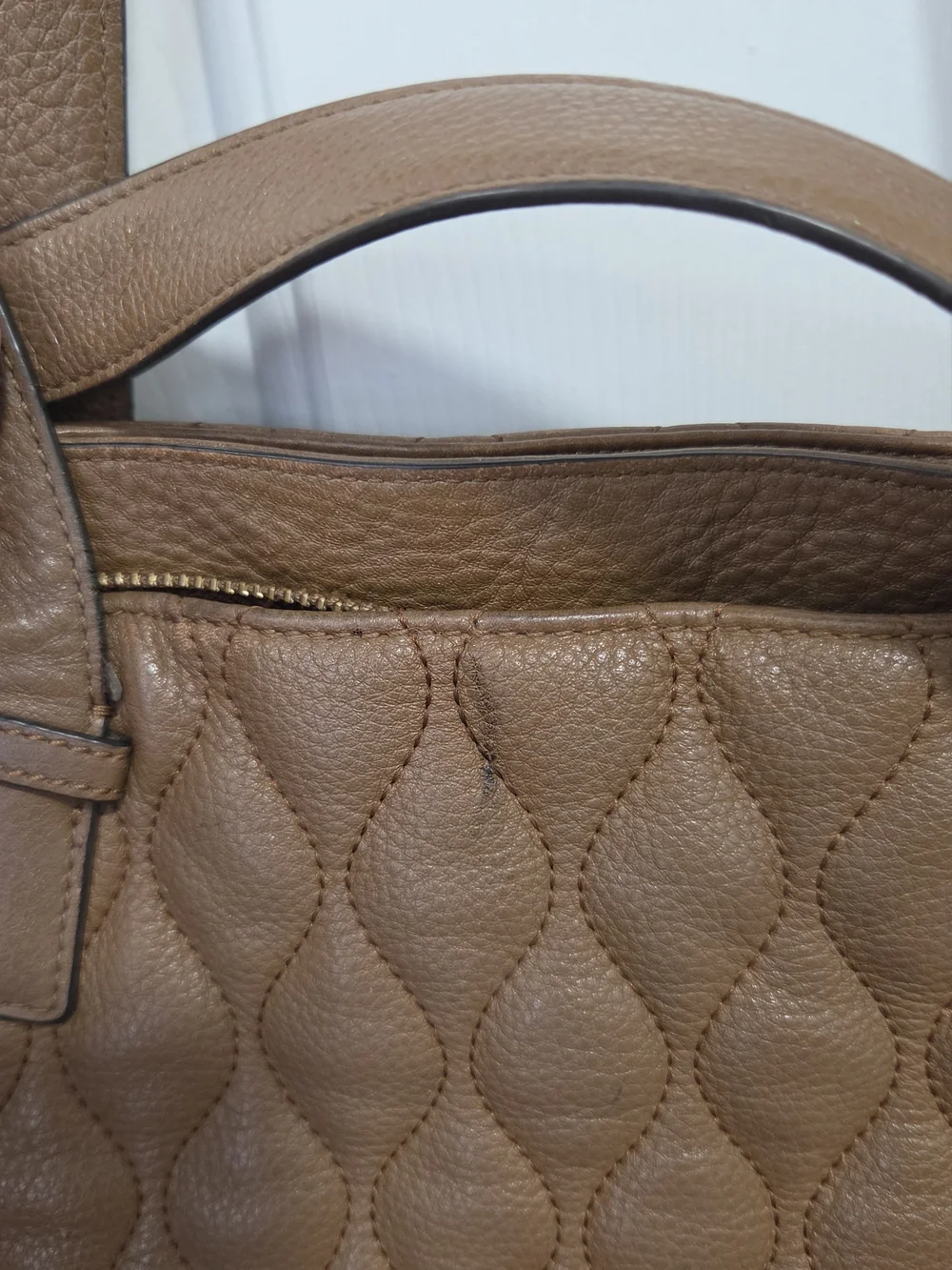 Vera Bradley Quilted Brown Leather Laptop Tote Bag